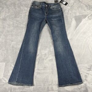True Religion Jeans Womens Joey Flare Big T Pink Flap Pocket Y2K 30x32 NWT